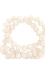 Faceted glass beads 4x3mm disc Buttercream beige-pearl shine coating